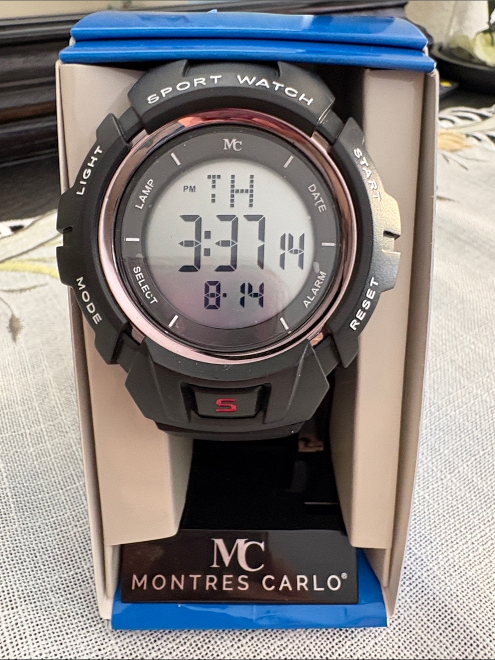 Montres Carlo Sport Digital Watch - Black & silver Accents.